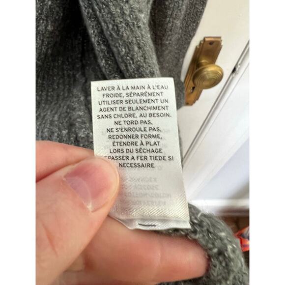 NEW Hinge Women's S Knit Blend Cardigan Gray Ruffle Long Line Sweater Casual - Picture 10 of 15